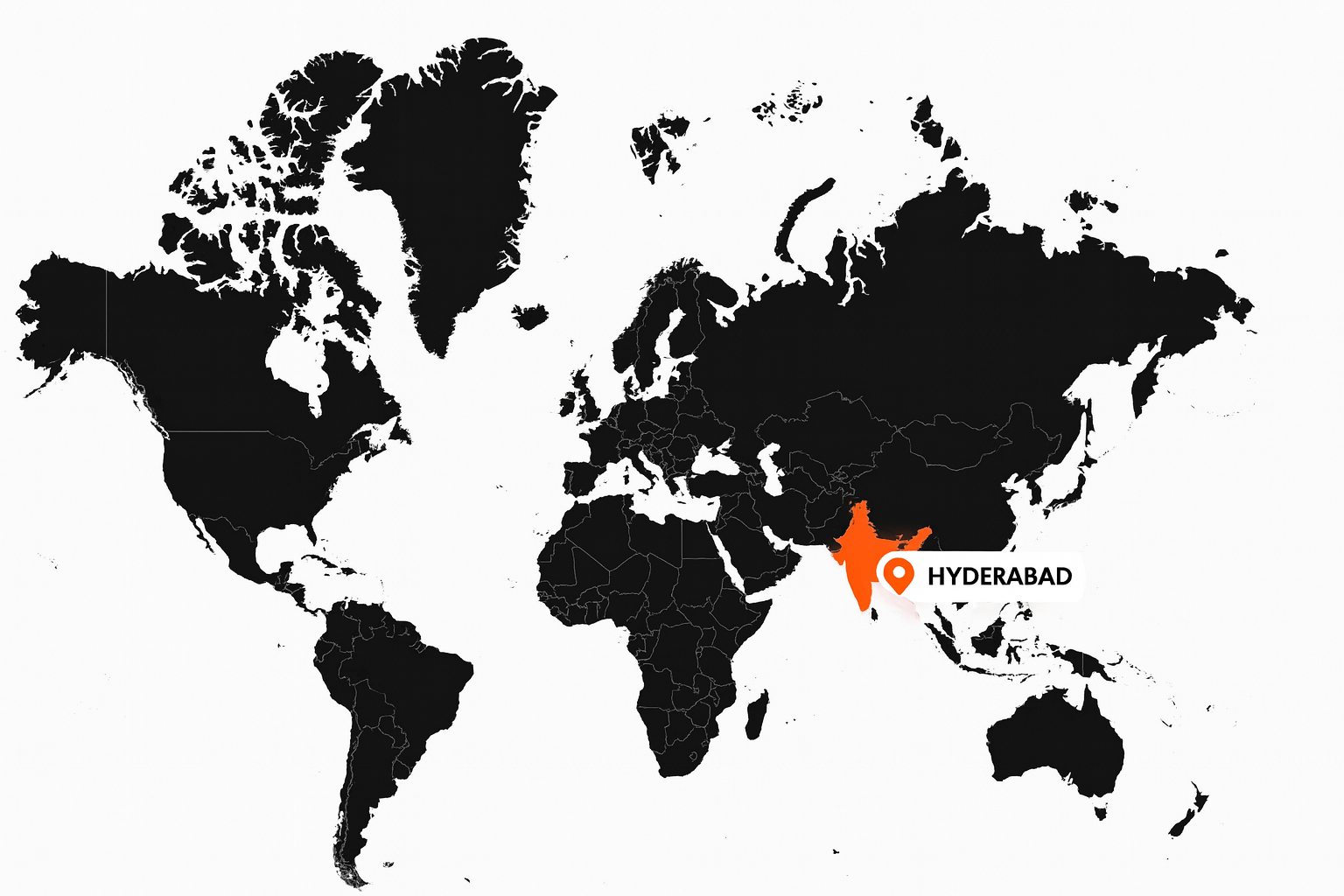 World map highlighting Hyderabad, India location for PAN Asia 2027